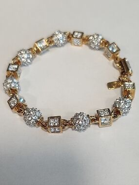 Swarovski Gold & Clear Crystal Pave Beaded Bracelet